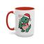 Christmas Mug - Merry Christmas Red Text Dinosaur Tree