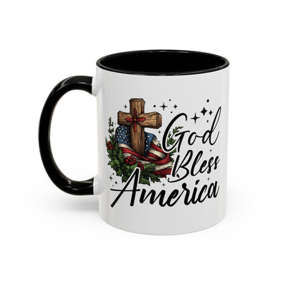 4th of July Mug - God Bless America Cross Flag