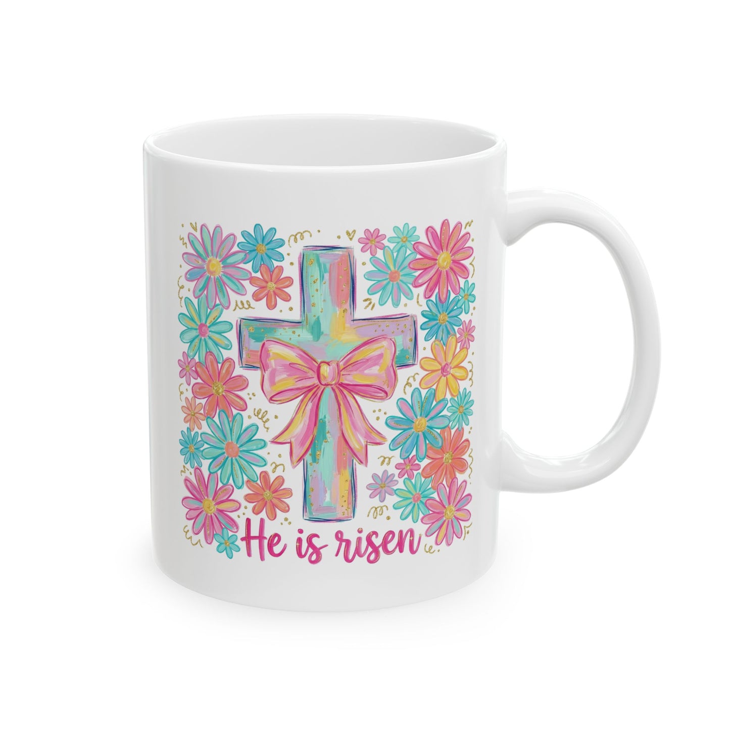 Easter Mug - He Is Risen Cross Bow