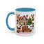 Christmas Mug - Happy Holidays Red Text Reindeer Santa Snowman Presents