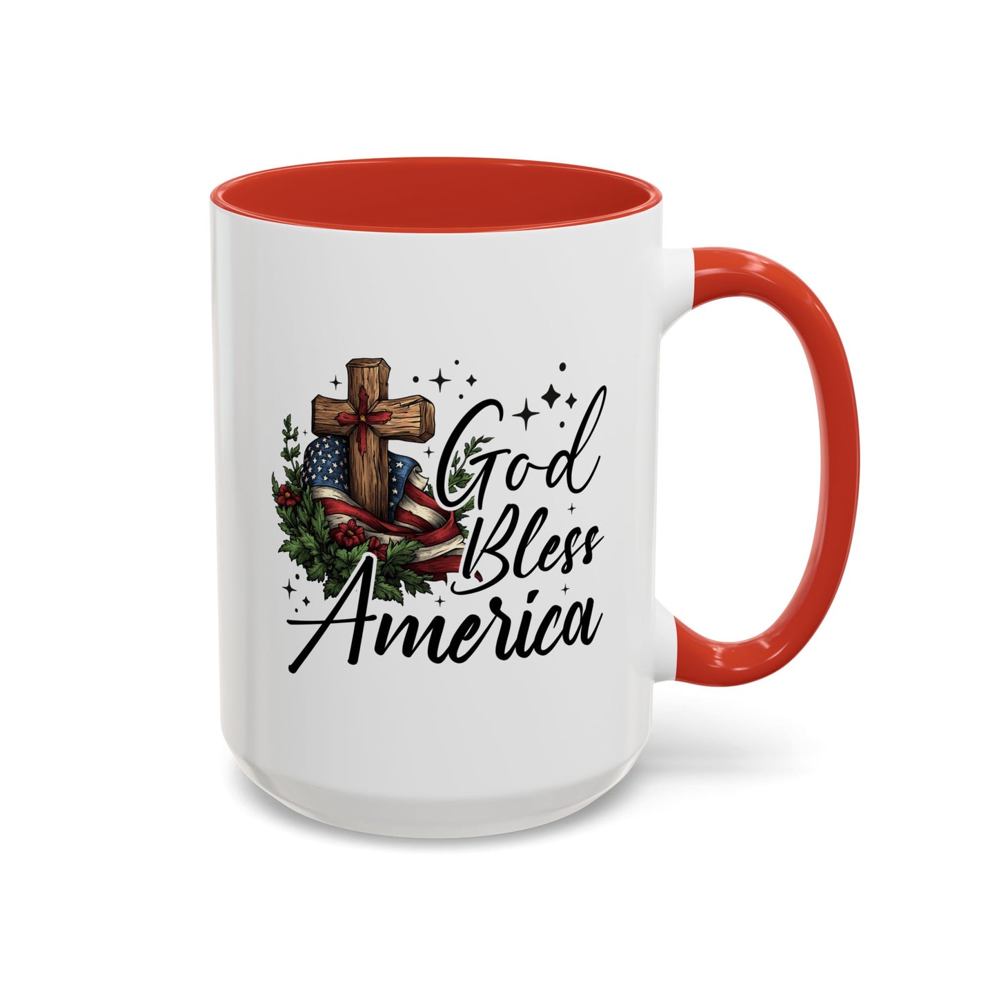 4th of July Mug - God Bless America Cross Flag
