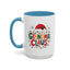 Christmas Mug - Grandma Claus Green Yellow & Red Text Hat Lights Stars