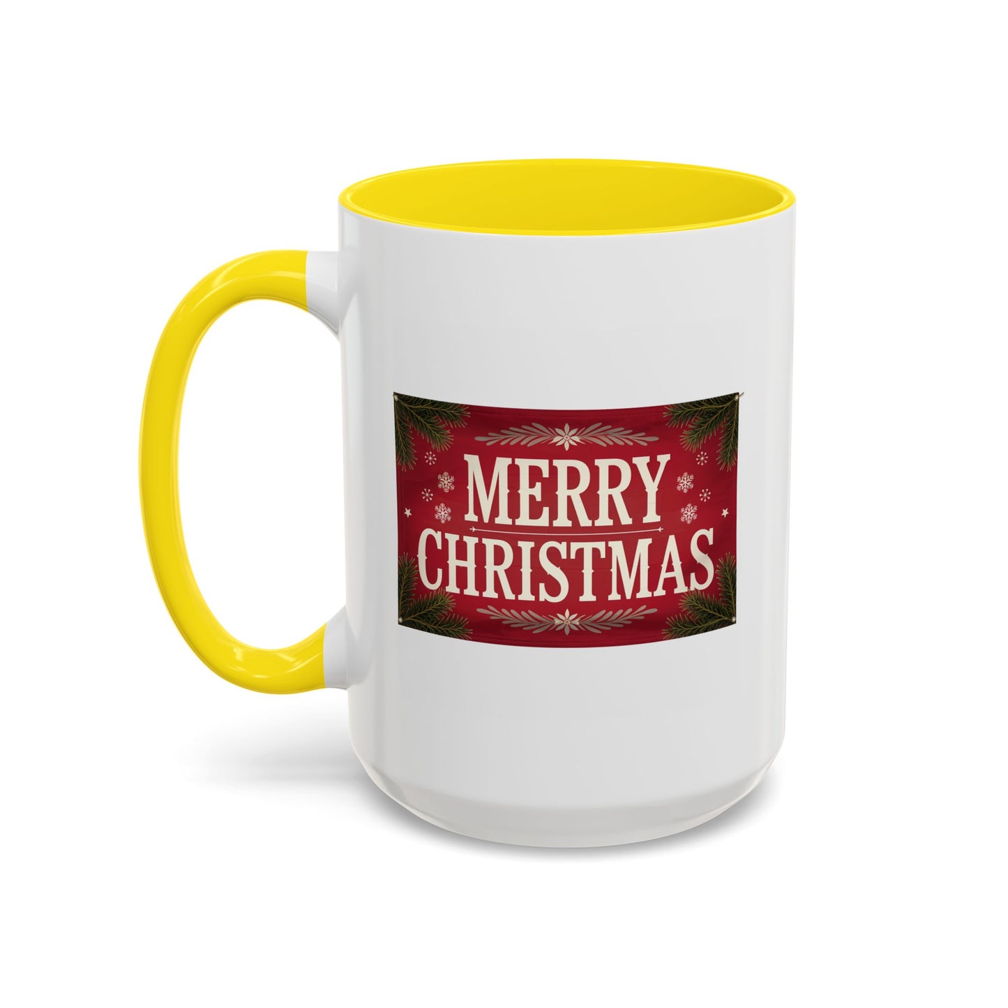 Christmas Mug - Merry Christmas Cream Text Maroon Background