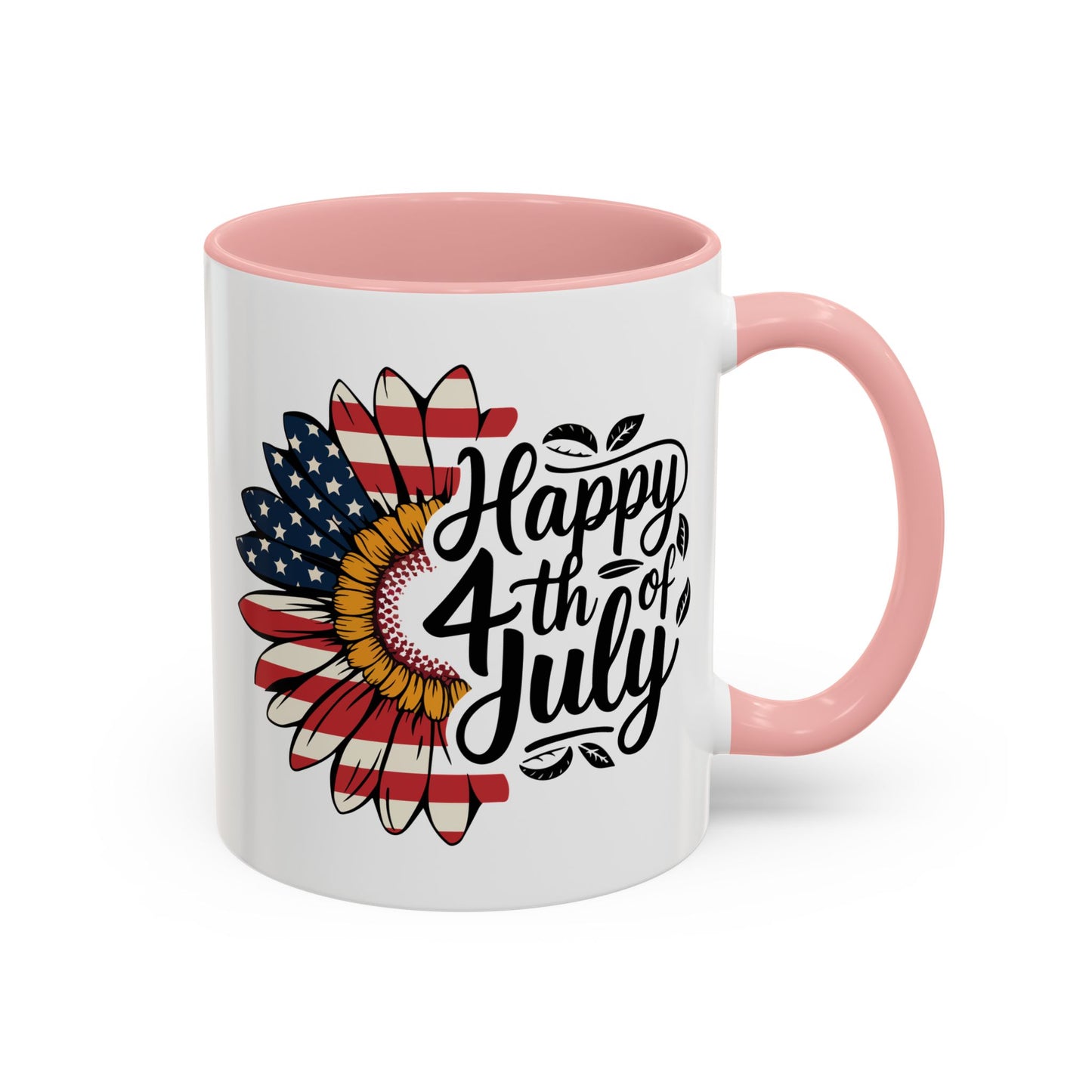 4th of July Mug - Happy 4th of July Sunflower USA Flag