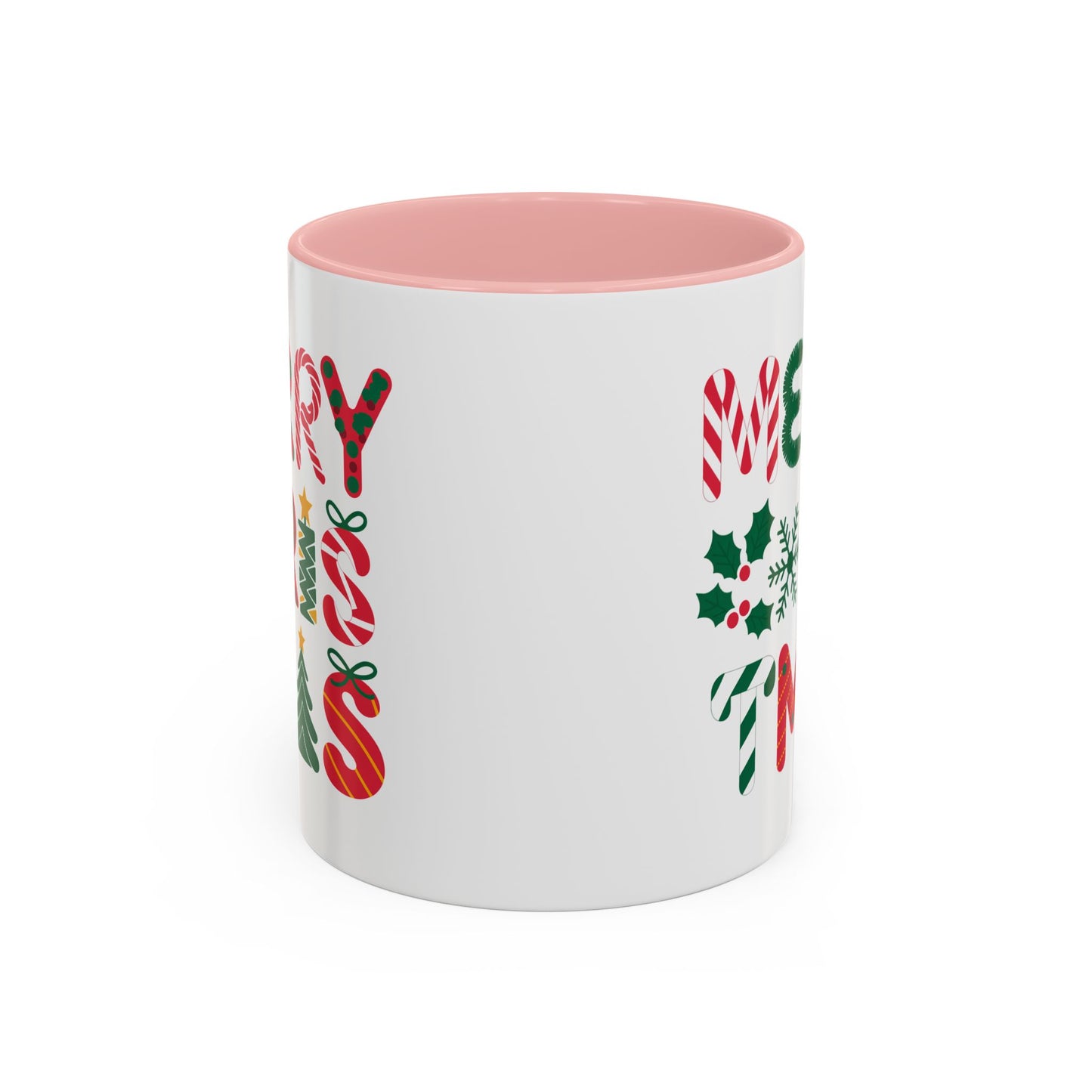 Christmas Mug - Merry Christmas Red Green & Gold Decorative Text