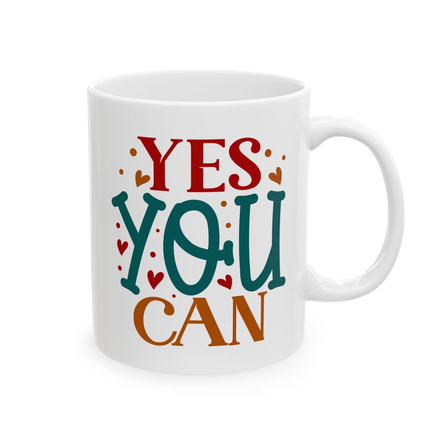 Motivation Mug - Yes You Can Hearts
