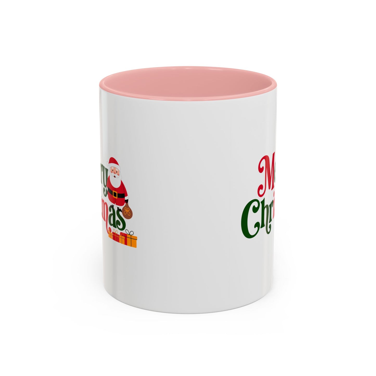 Christmas Mug - Merry Christmas Green & Red Text Santa Presents