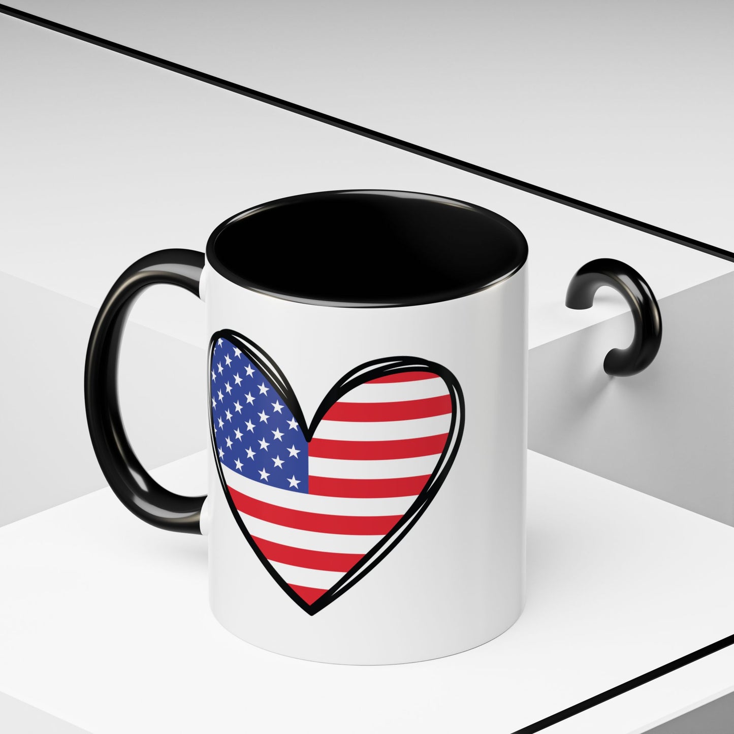 4th of July Mug - USA Flag Heart