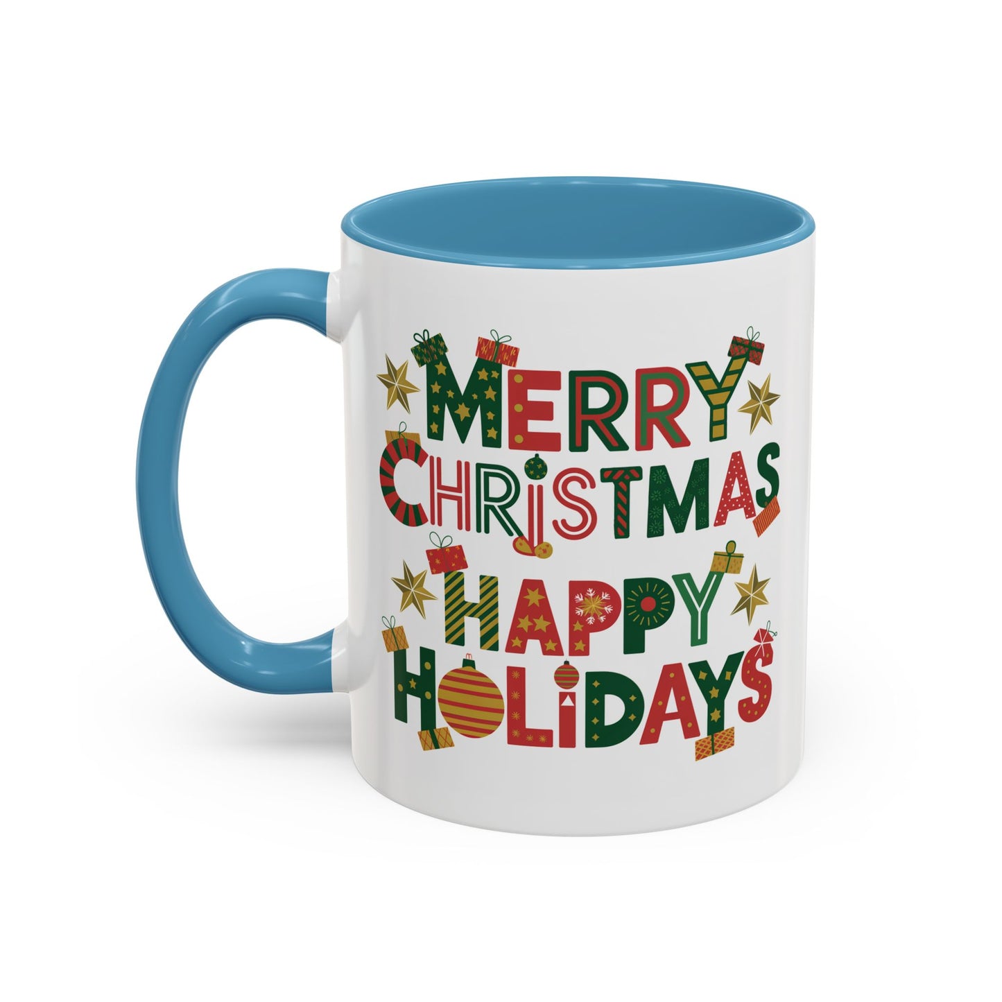Christmas Mug - Merry Christmas Happy Holidays Decorative Text