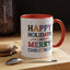 Christmas Mug - Happy Holidays and Merry Christmas Blue Yellow Purple Orange Red Text