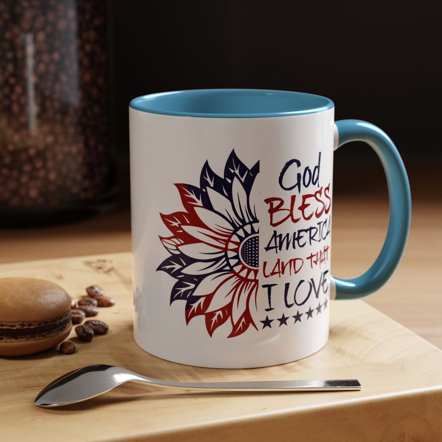 4th of July Mug - God Bless America Sunflower