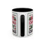 Christmas Mug - Merry Christmas Red Green & Black Text Trees Presents