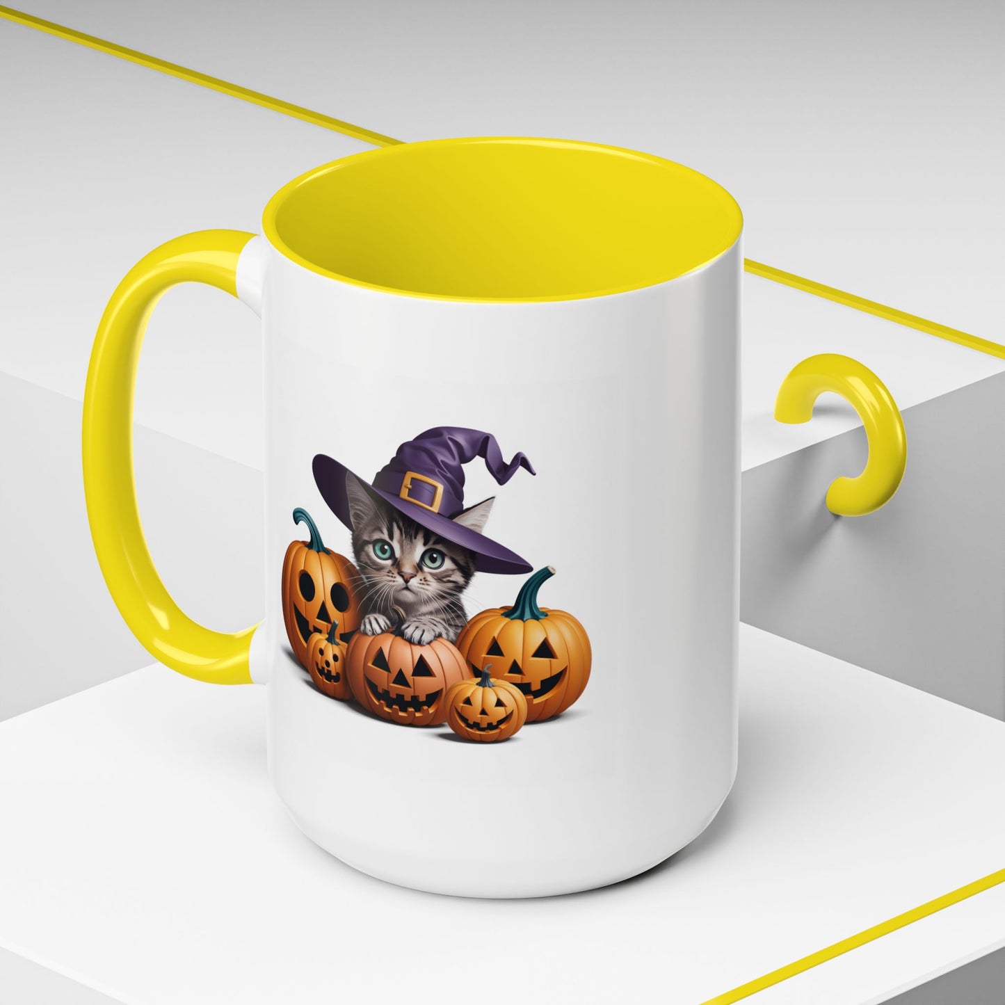 Halloween Mug - Witch Cat Hiding In Pumpkins