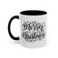Christmas Mug - Merry Christmas Black Text Colored Lights