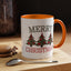 Christmas Mug - Merry Christmas Green & Red Text Decorative Trees