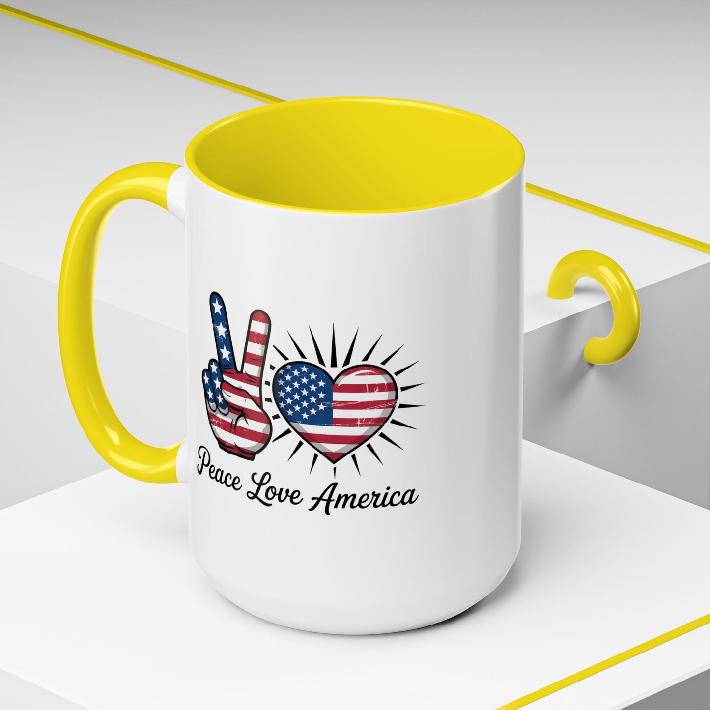 4th of July Mug - Peace Love America