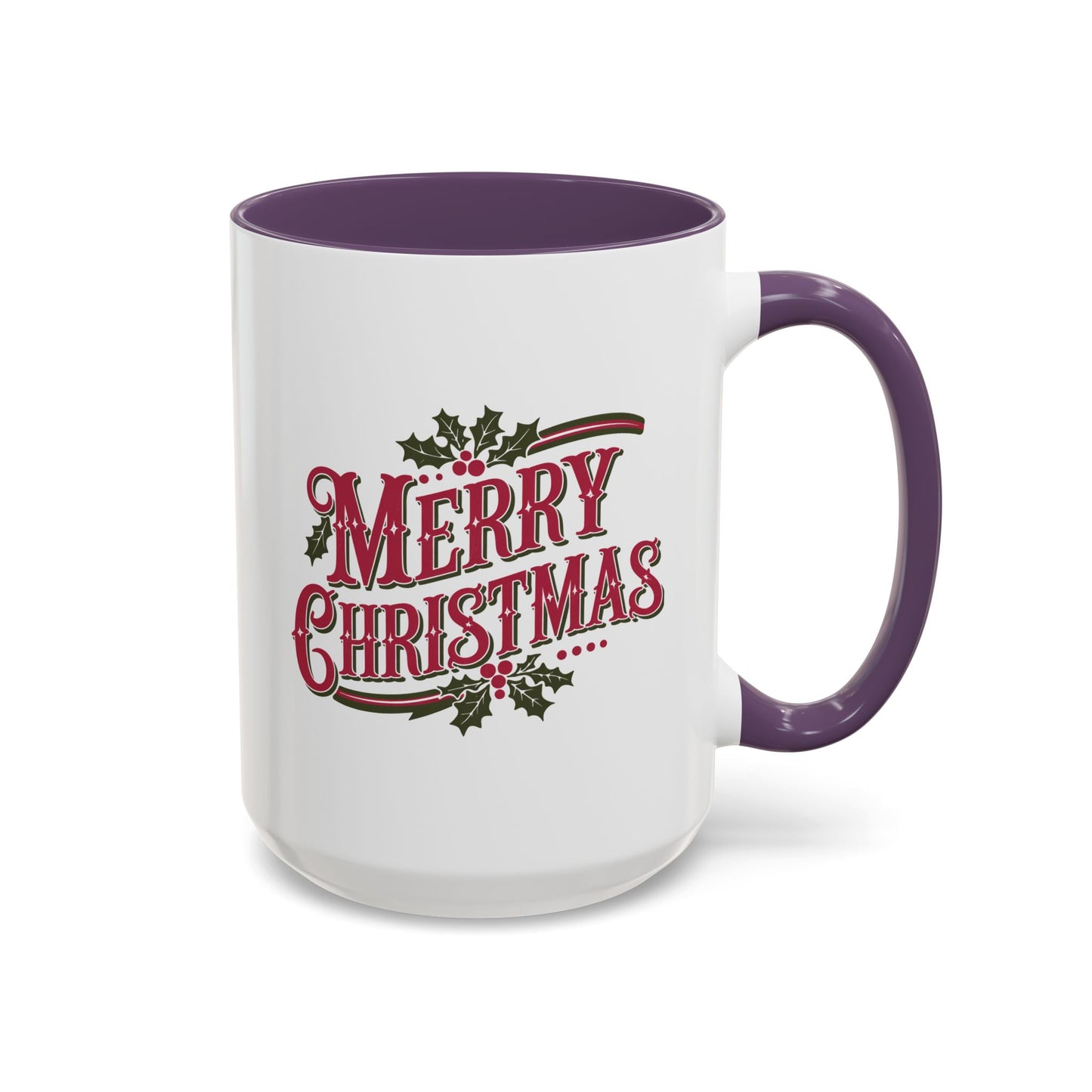 Christmas Mug - Merry Christmas Maroon & Green Text Decorations