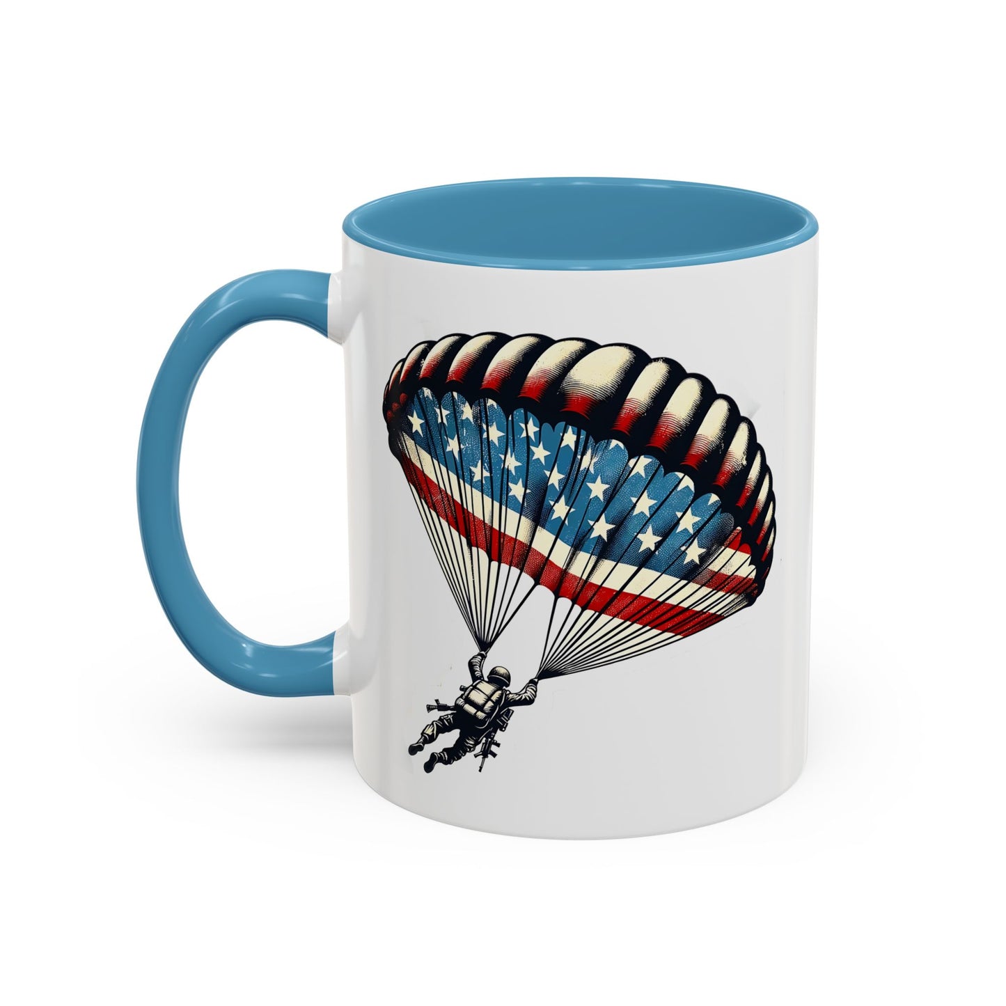 4th of July Mug - Airborne Soldier Parachute Flag