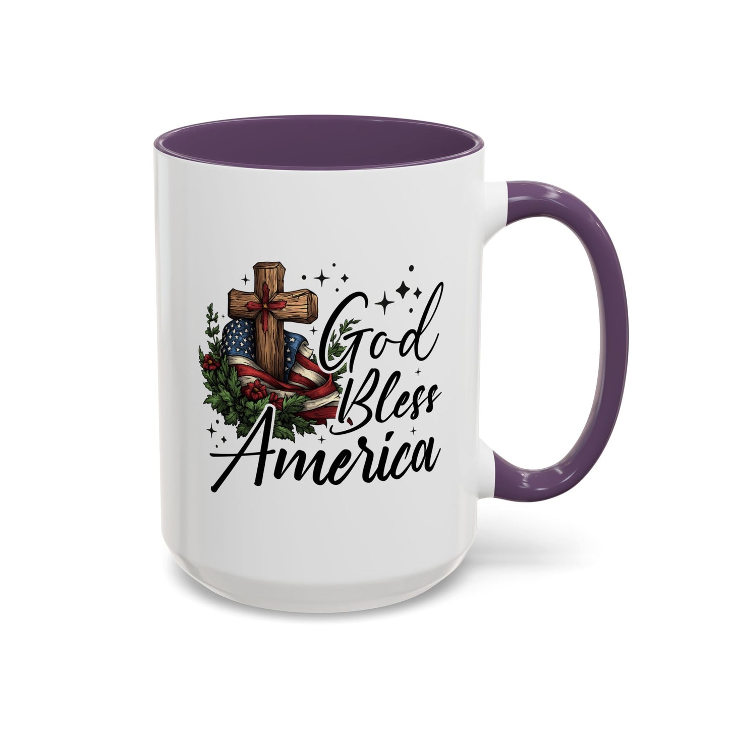 4th of July Mug - God Bless America Cross Flag