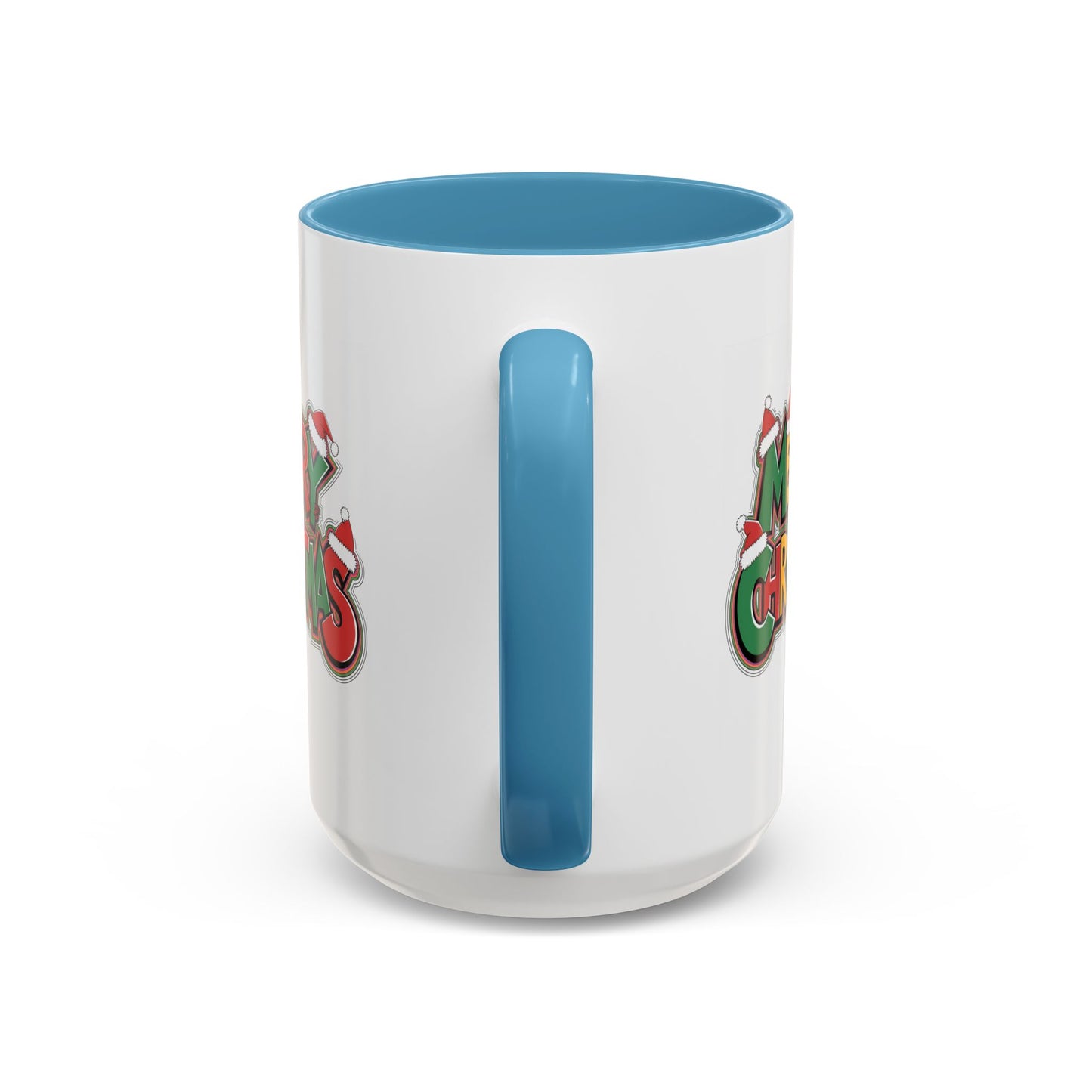 Christmas Mug - Merry Christmas Green Yellow & Red Text Hats
