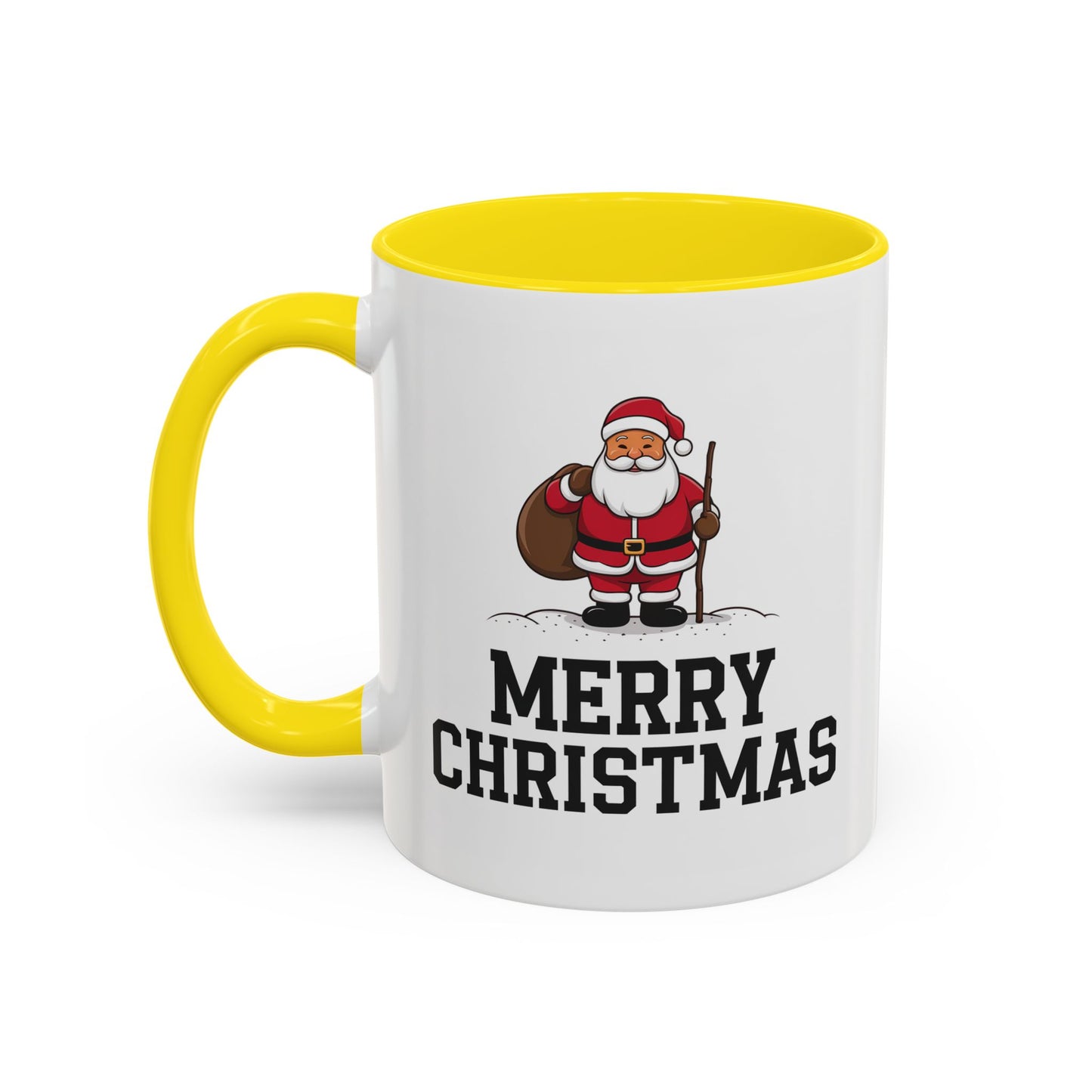 Christmas Mug - Merry Christmas Black Text Santa Walking
