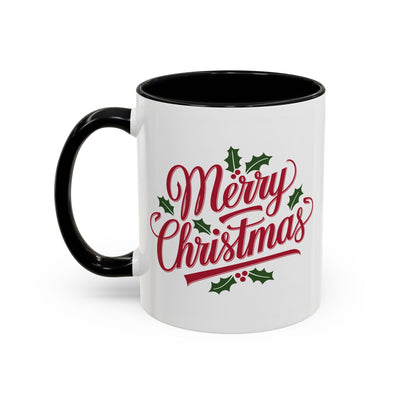 Christmas Mug - Merry Christmas Red Text Mistletoe