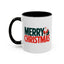 Christmas Mug - Merry Christmas Green & Red Text Santa Bag
