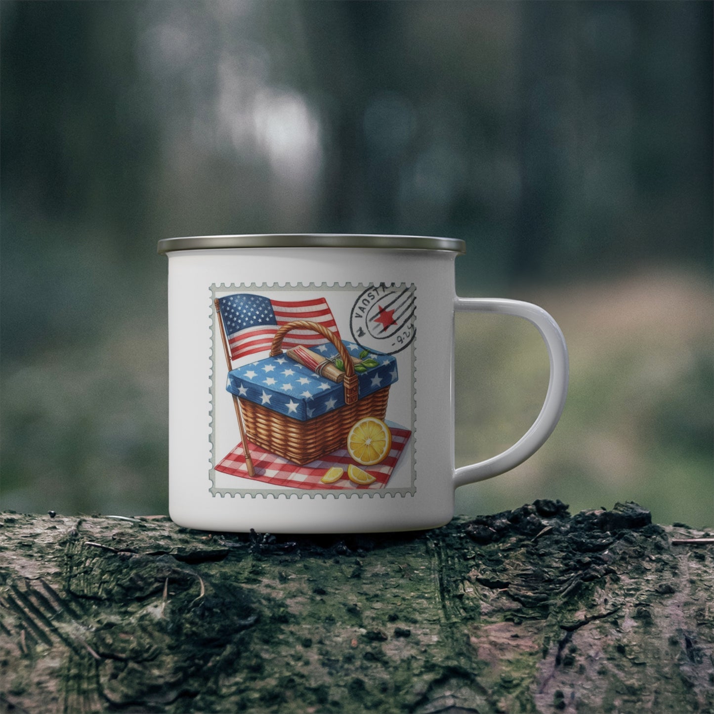 4th of July Mug - American Flag Picnic Stamp