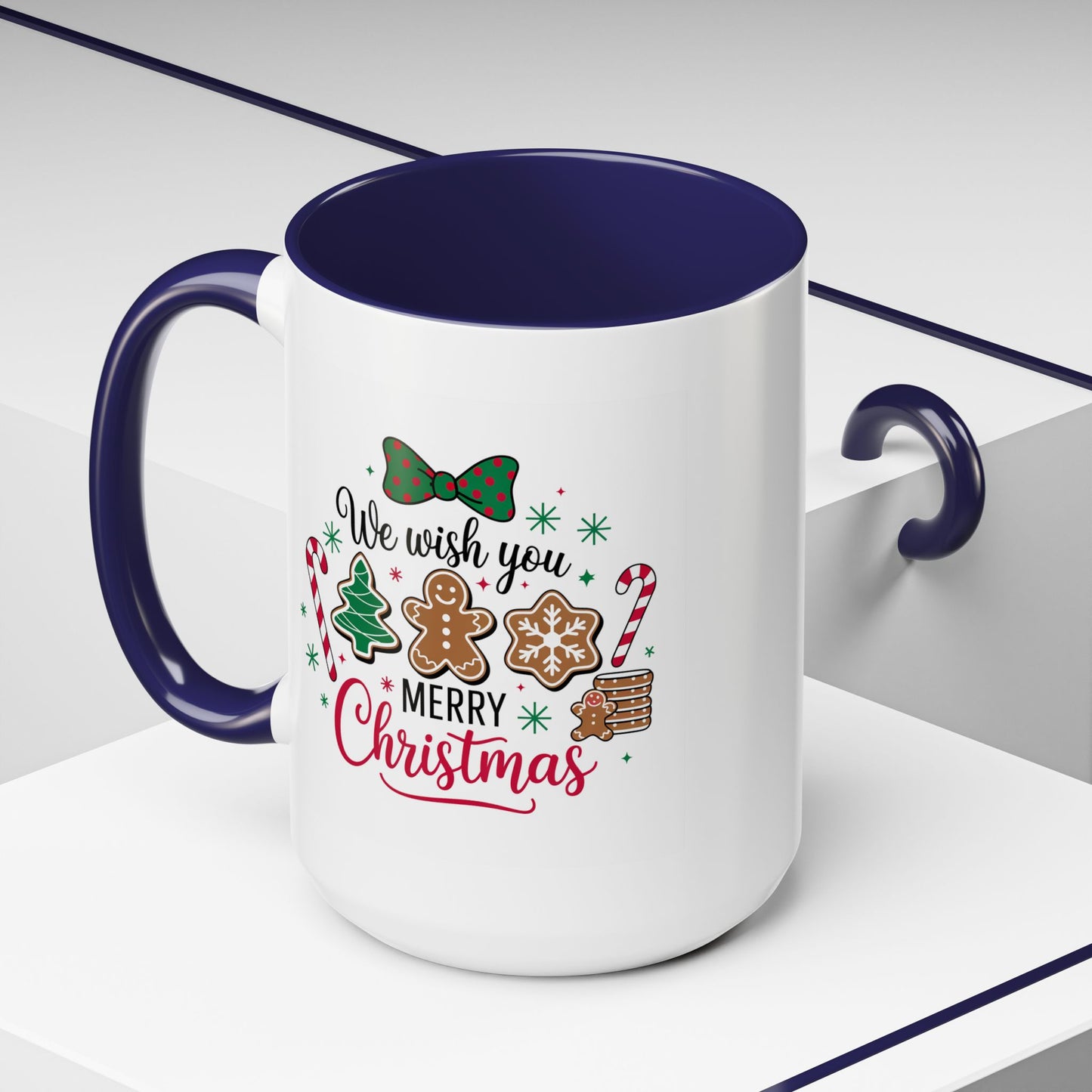 Christmas Mug - We Wish You a Merry Christmas Black & Red Text Cookies & Candy