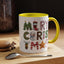 Christmas Mug - Merry Christmas Green Red & Gold Patterned Text