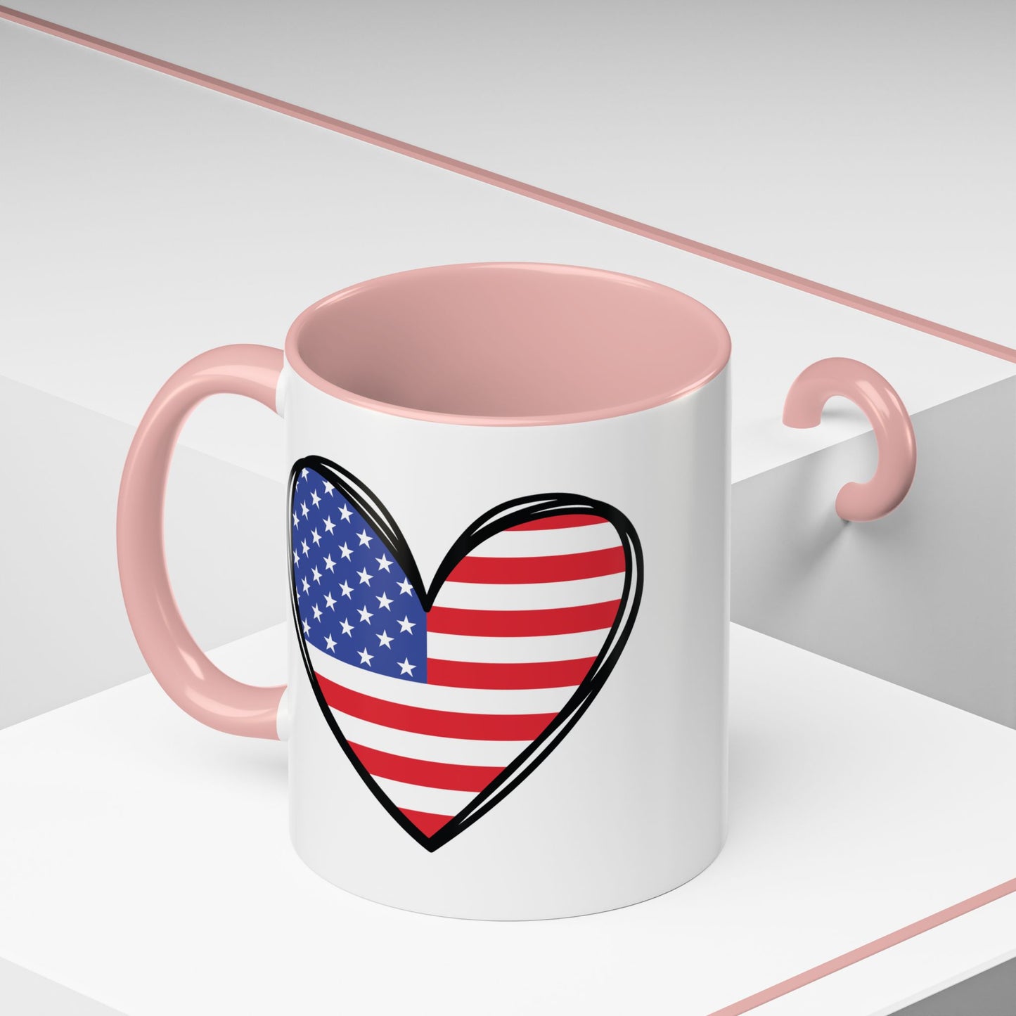 4th of July Mug - USA Flag Heart