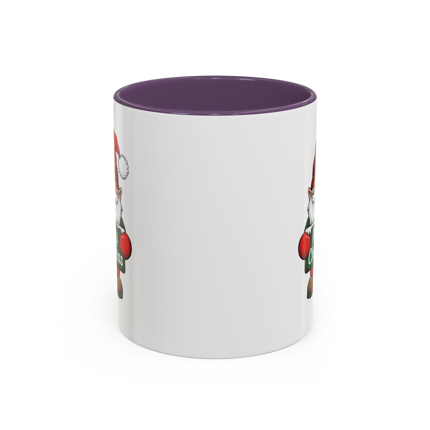 Christmas Mug - Merry Christmas White & Green Text Gnome Snow