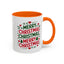 Christmas Mug - Merry Christmas Green & Red Text Trees Hearts Snowflakes Stars