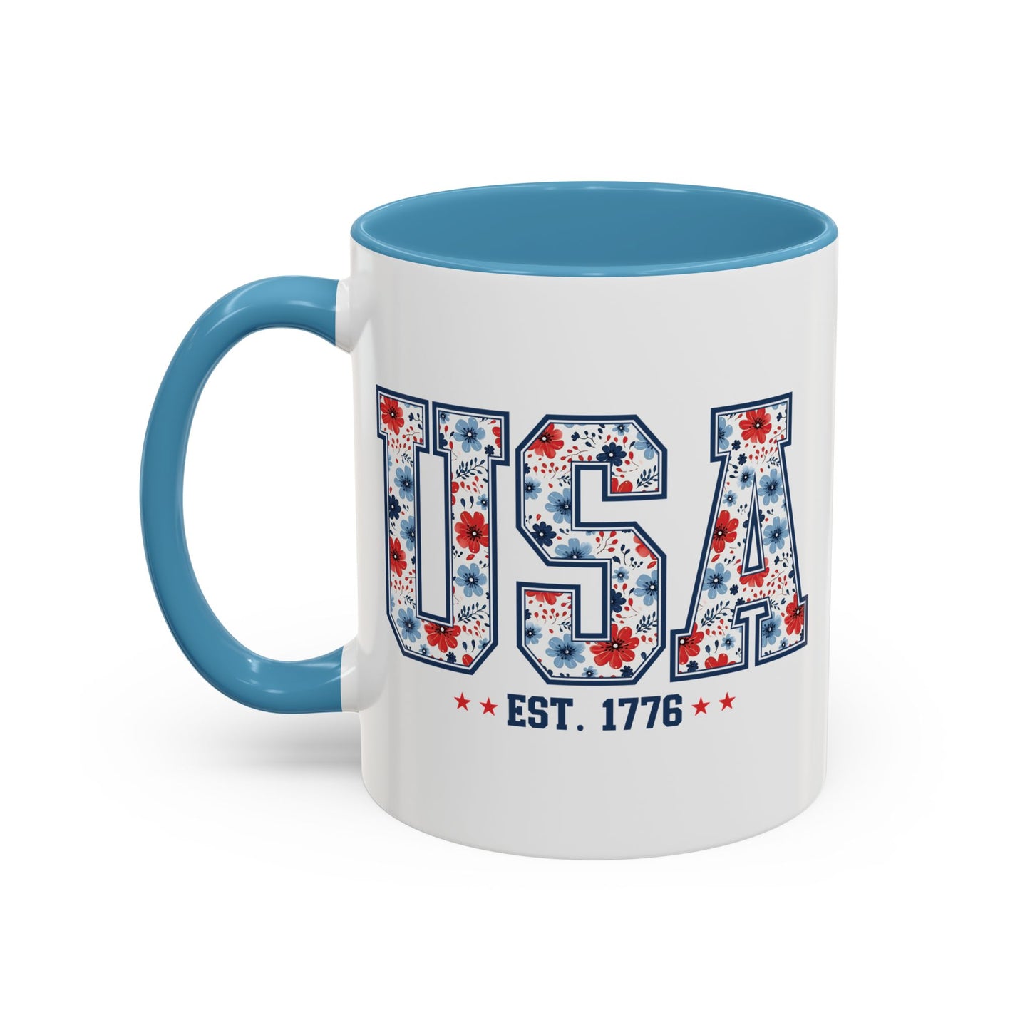 4th of July Mug - USA EST 1776 Floral