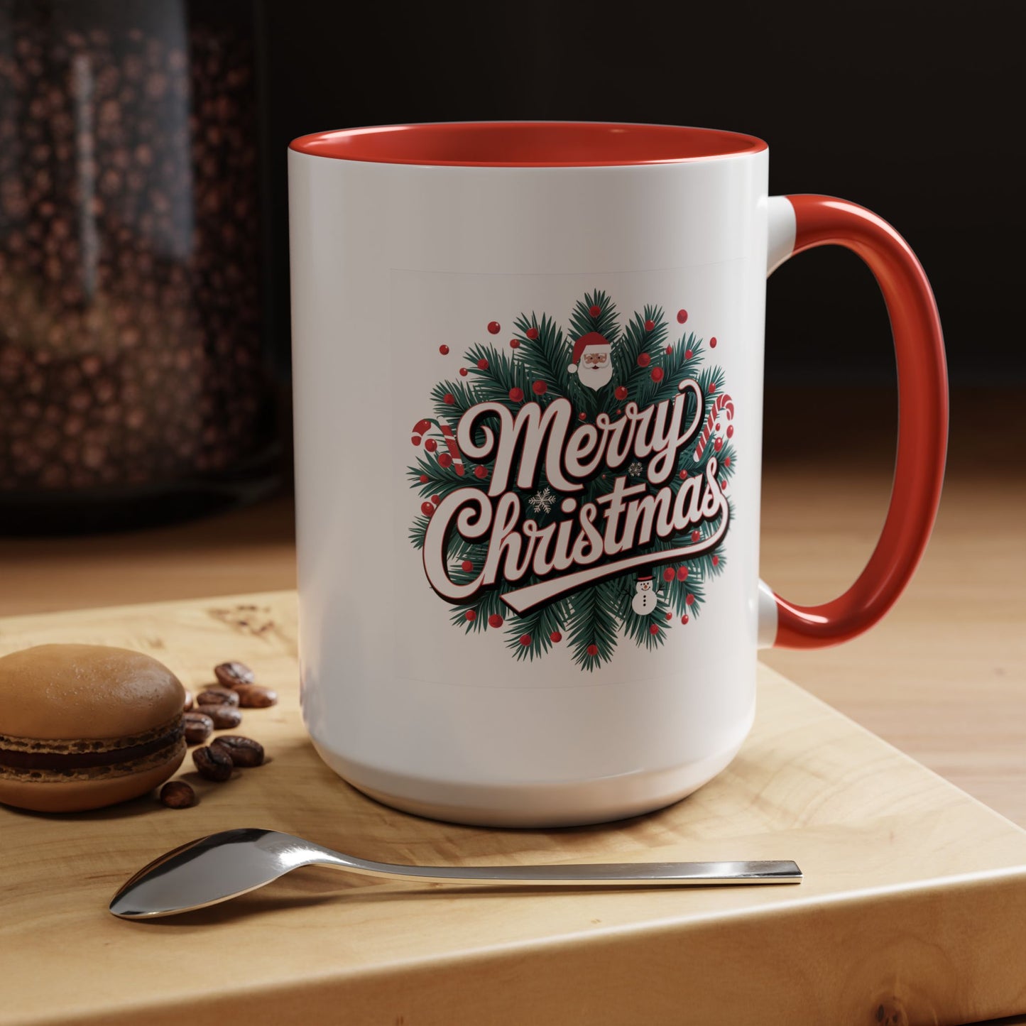 Christmas Mug - Merry Christmas White & Red Embossed Text