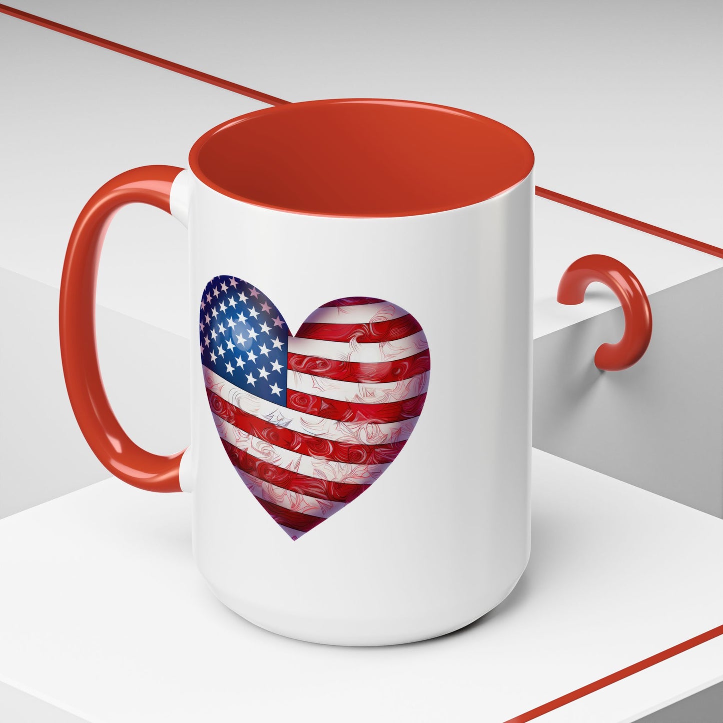 4th of July Mug - Heart American Flag