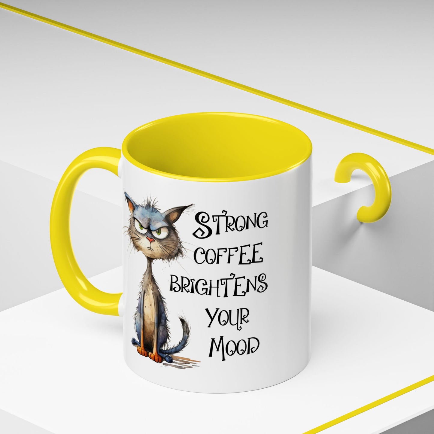 Humor Mug - Strong Coffee Brightens Your Mood