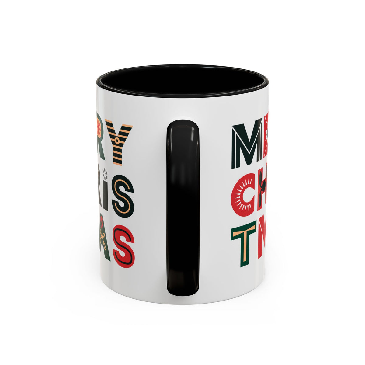 Christmas - Merry Christmas Black Red Green Patterned Text