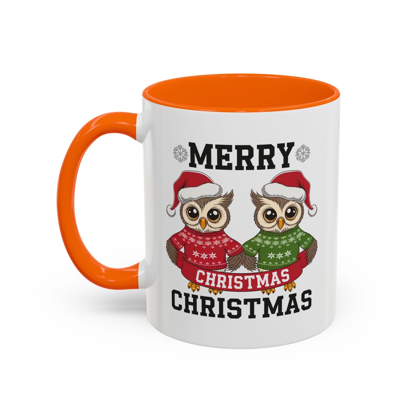 Christmas Mug - Merry Christmas Black Text Owls