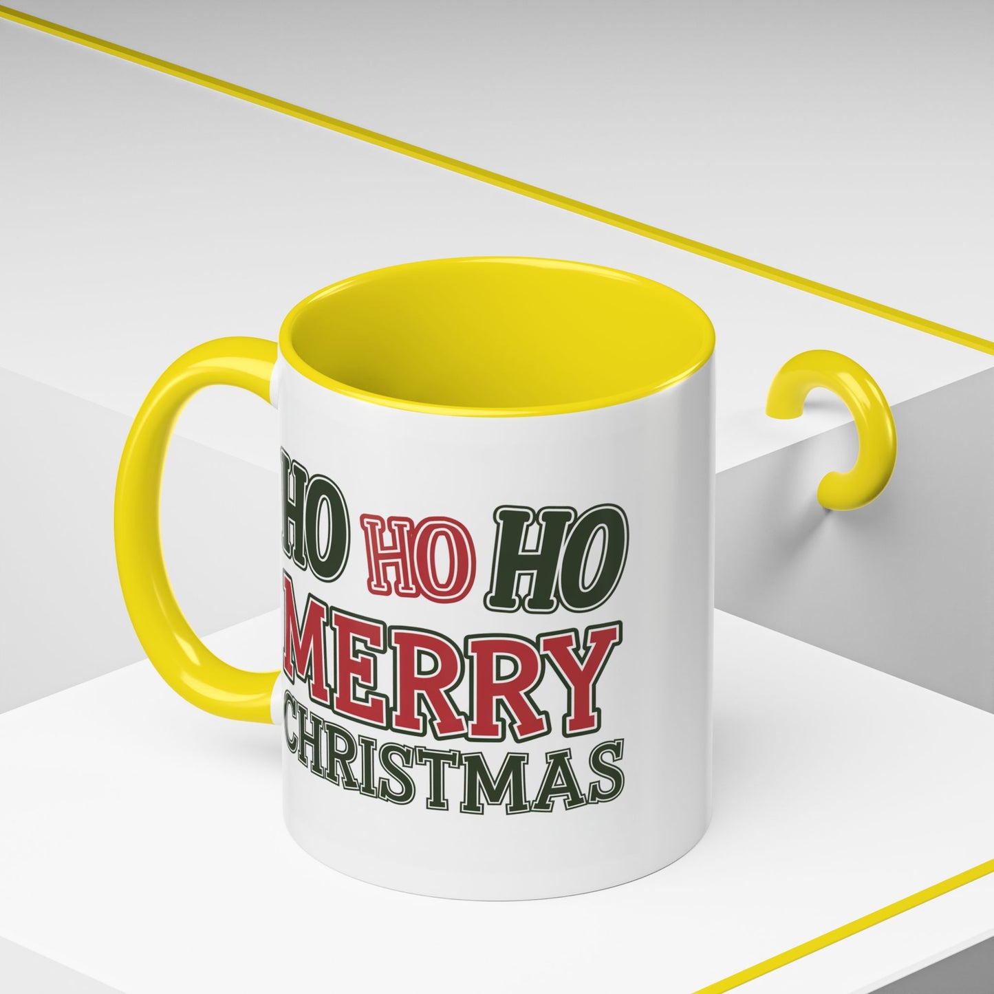Christmas Mug - Ho Ho Ho Merry Christmas Green & Red Text