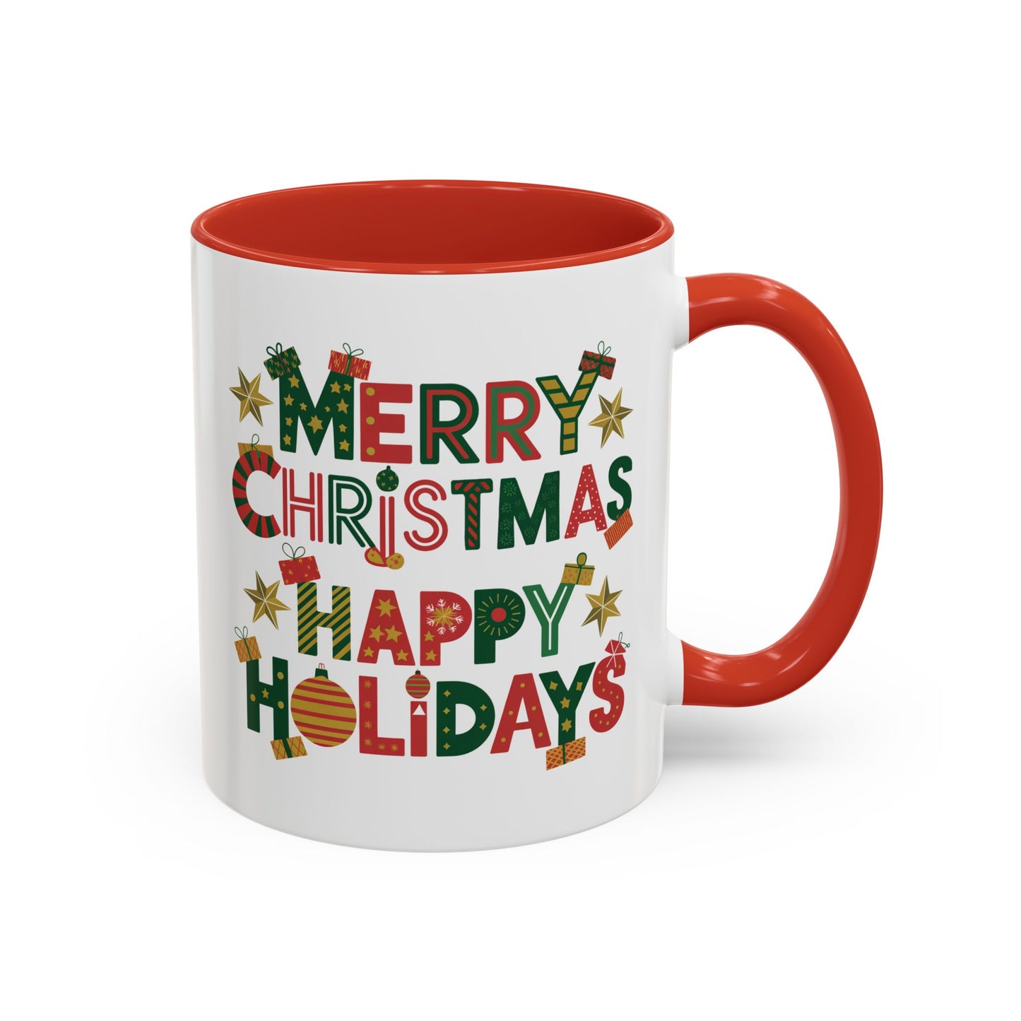 Christmas Mug - Merry Christmas Happy Holidays Decorative Text