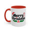Christmas Mug - Merry Christmas Black Text Hat Candy Cane Mistletoe