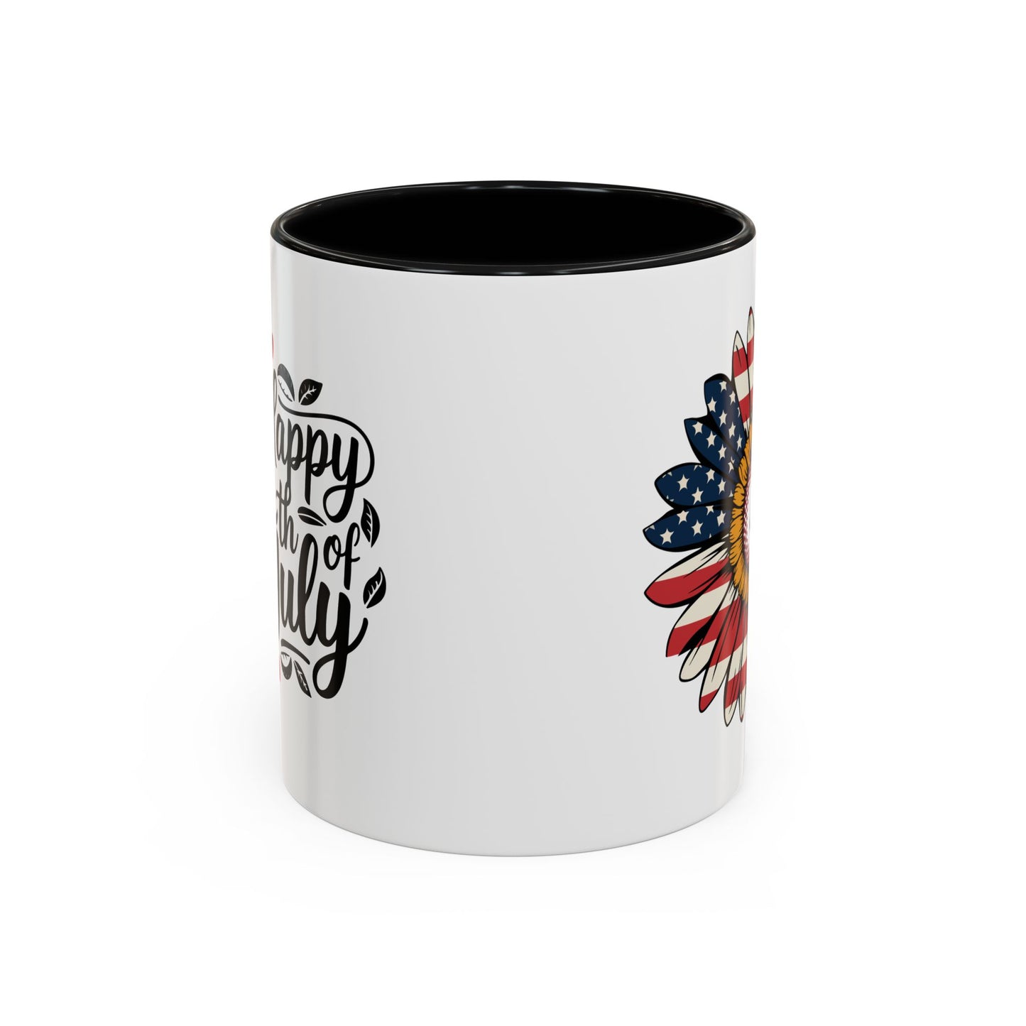 4th of July Mug - Happy 4th of July Sunflower USA Flag