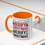 Christmas Mug - Merry Christmas Red Green & Black Text Trees Presents