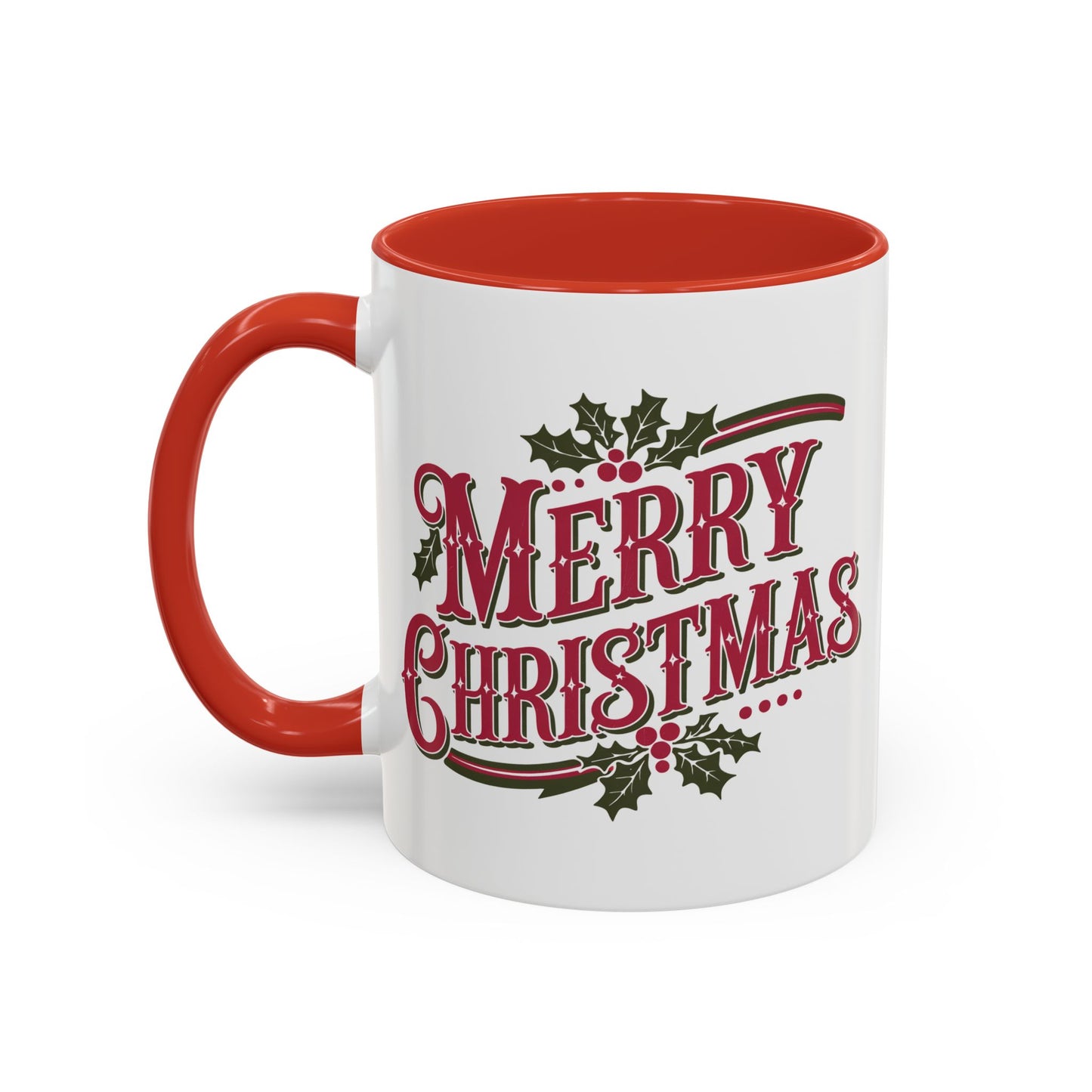 Christmas Mug - Merry Christmas Maroon & Green Text Decorations