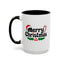 Christmas Mug - Merry Christmas Black Text Hat Candy Cane Mistletoe