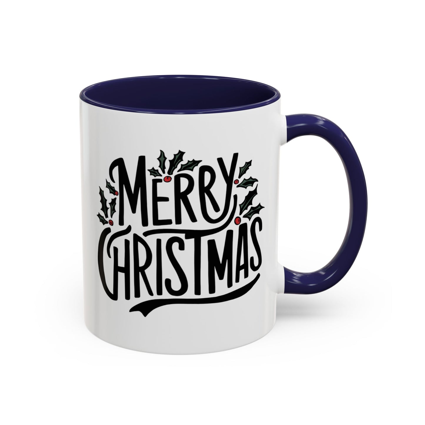 Christmas Mug - Merry Christmas Black Text Mistletoe