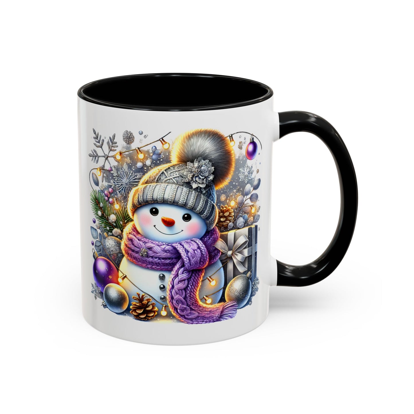 Christmas Mug - Purple and Silver Snowman