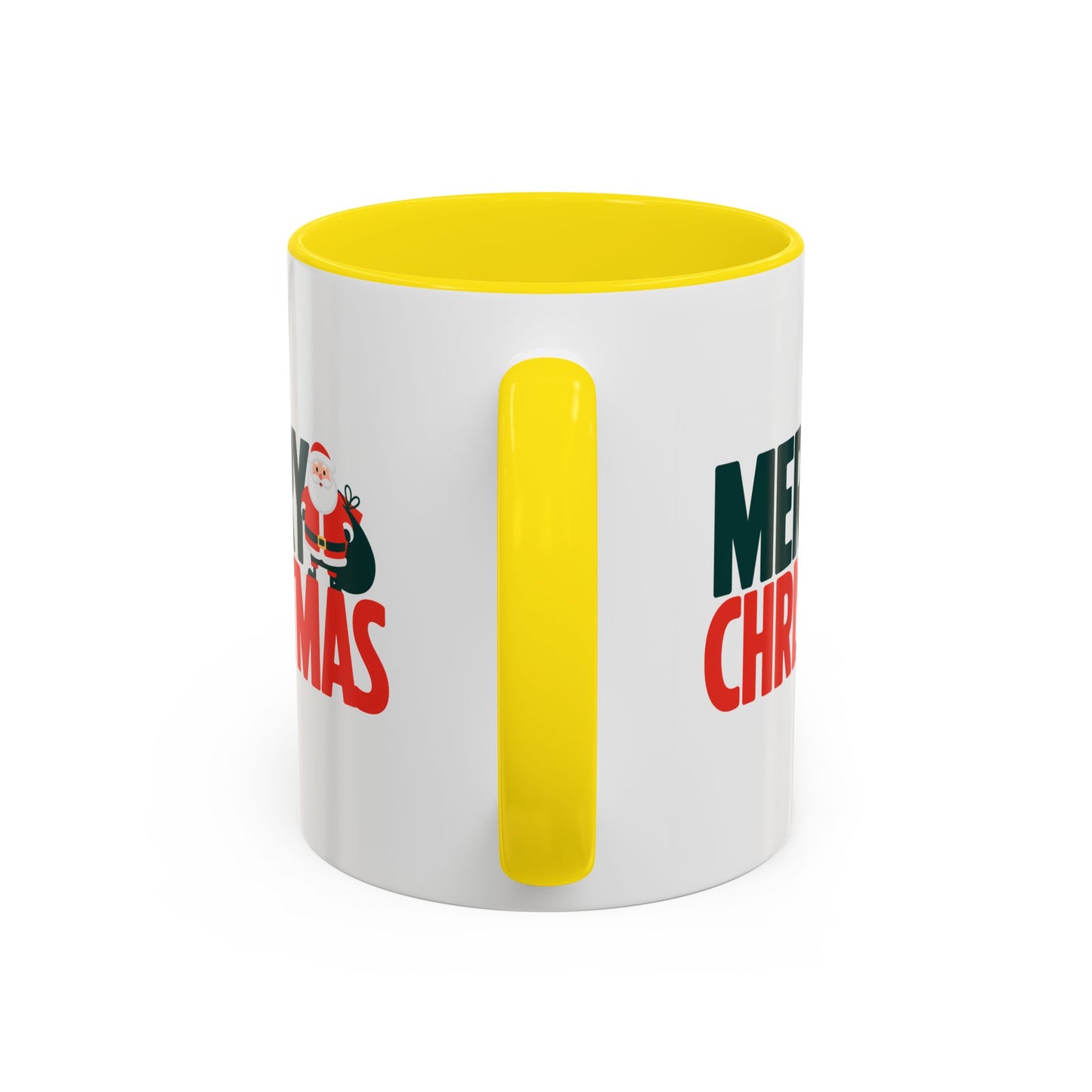 Christmas Mug - Merry Christmas Green & Red Text Santa Bag
