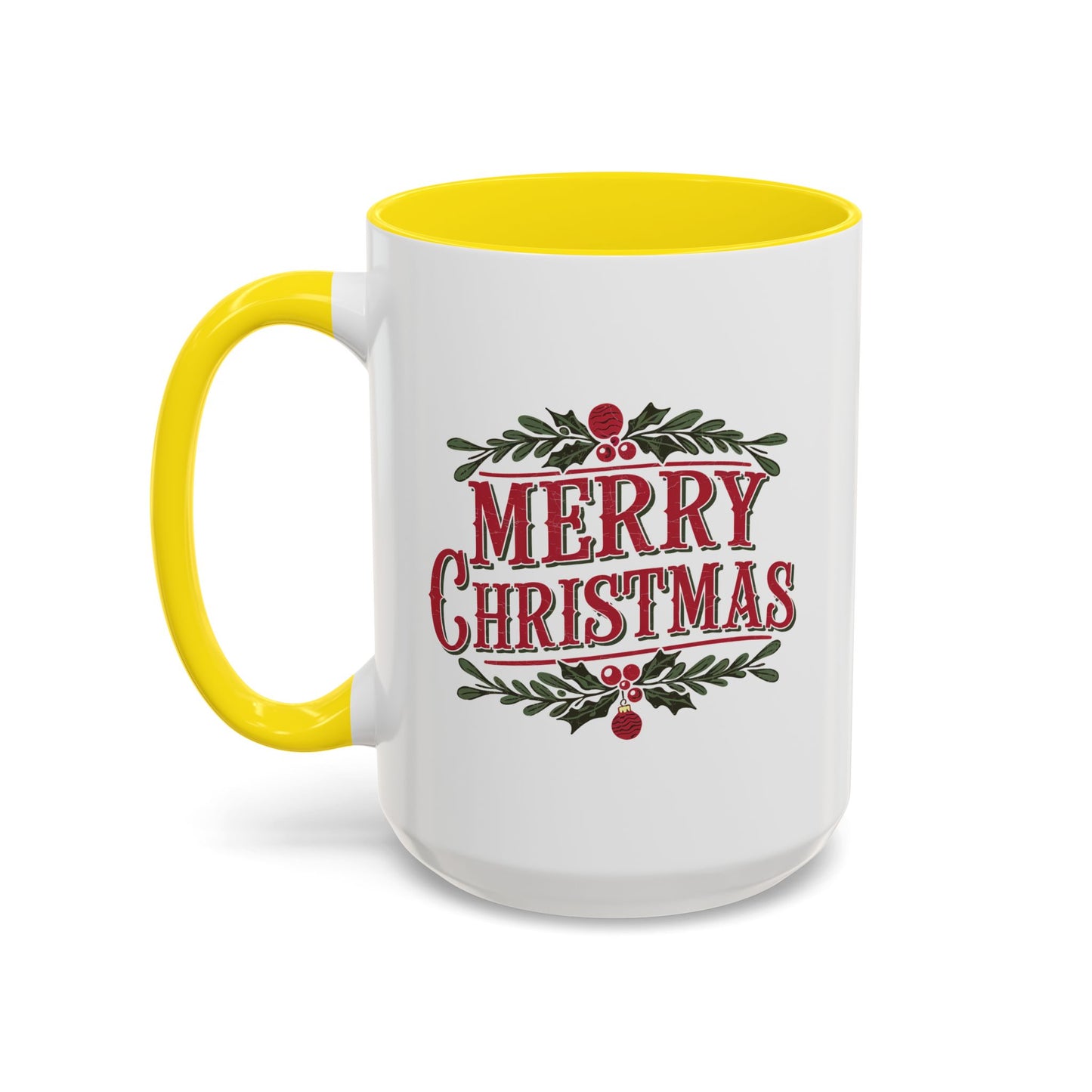 Christmas Mug - Merry Christmas Maroon Text Ornament Decorations